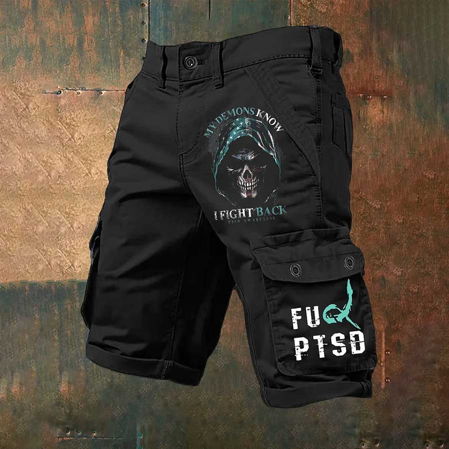 Men's PTSD Awareness Veteran Printed Shorts