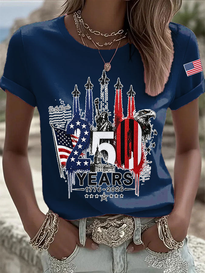 Women's USA Printed Casual T-shirt
