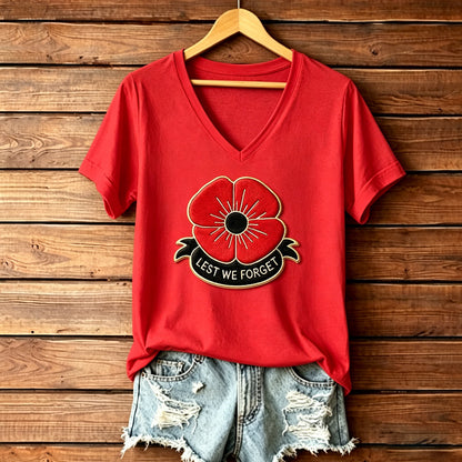 Women's Memorial Day Poppy Art Printed T-Shirt