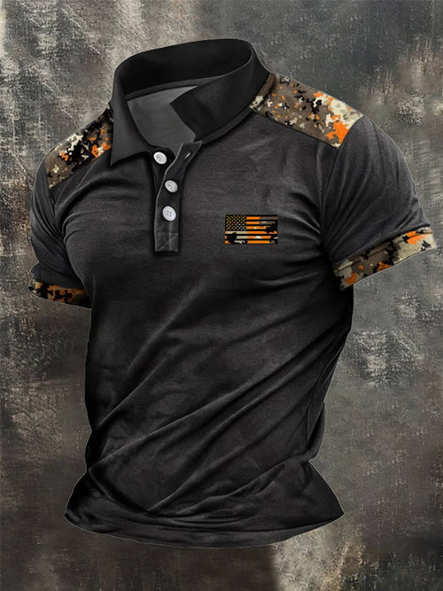 Men's Retro Patriot Camouflage Patchwork T-shirt