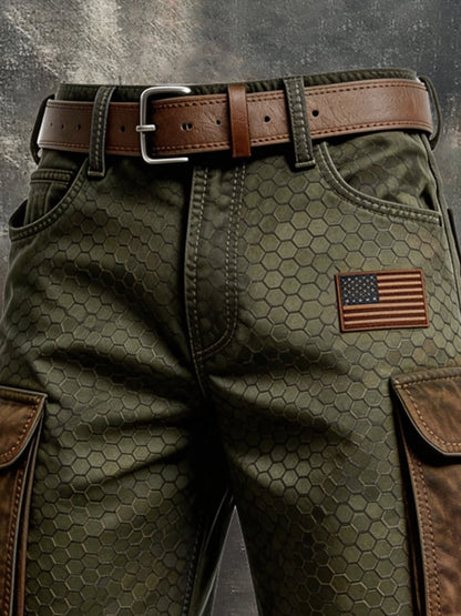Men's Retro Patriotic Outdoor Multi-Pocket Functional Cargo Shorts