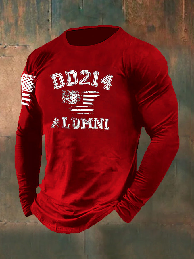 Men's DD214 Alumni Pattern Long Sleeve T-Shirt
