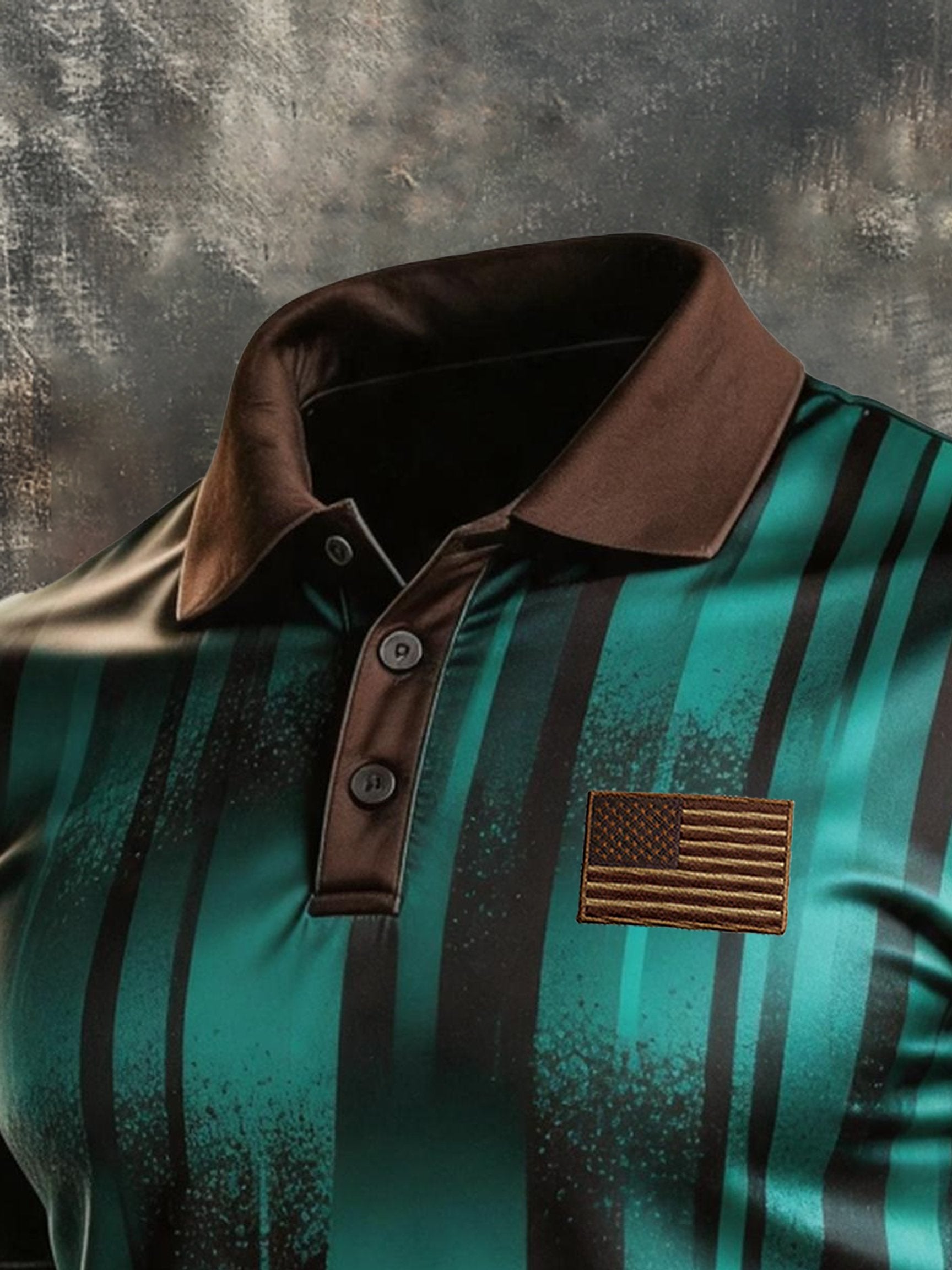 Men's Retro "Patriot" Color-Block Short-Sleeve Polo Shirt