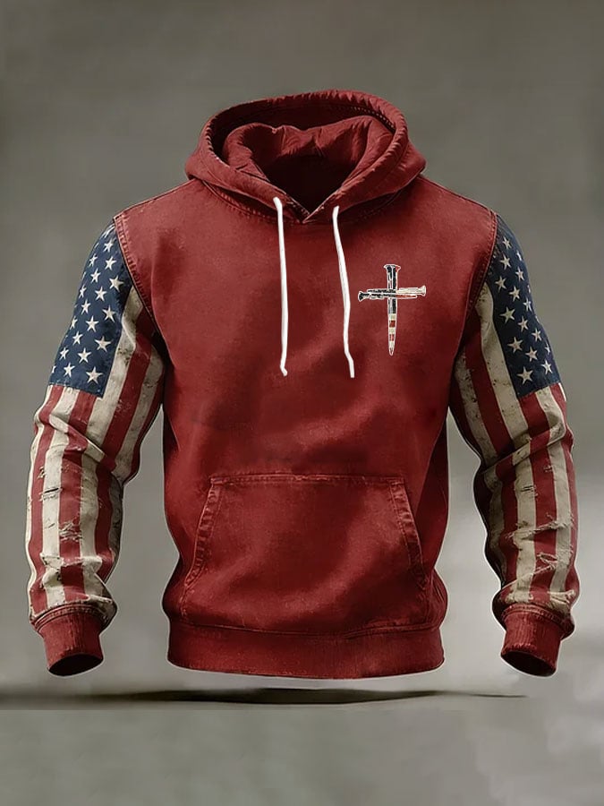 Men's America Flag Casual Printed Hooded Sweatshirt