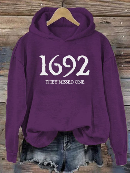 Women's 1692 They Missed One Salem Witch Printed Hoodie