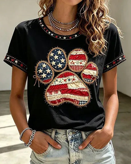 250th Anniversary Fun Paw Print Crew Neck Short Sleeve Tshirt