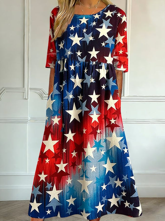 Women's 250th Anniversary Print Five-Sleeve Dress