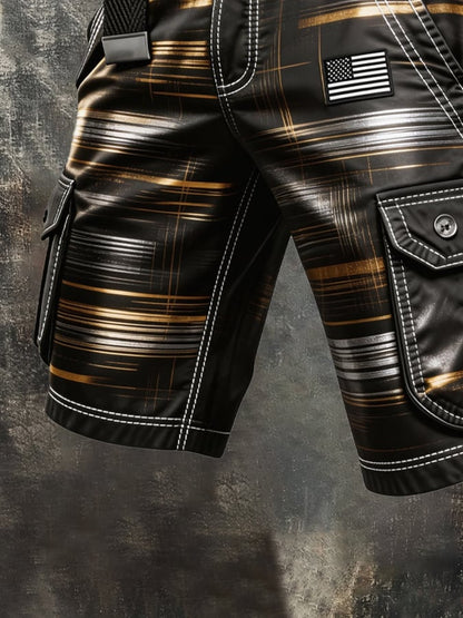 Men's Retro Color Block Patriot Pocket Cargo Shorts
