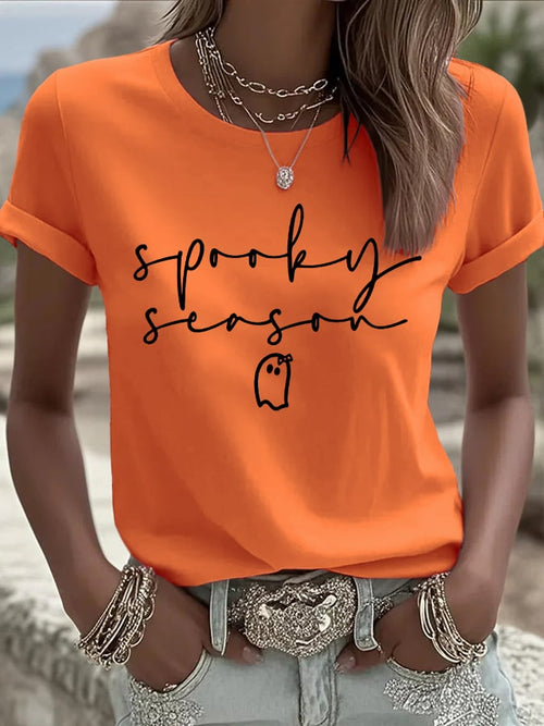 🔥HOT SALE🔥Women's Halloween Printed Round Neck T-Shirt