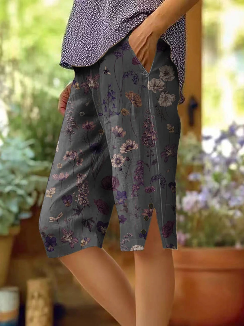 Women's Vintage Floral Art Pattern Print Casual Cotton And Linen Shirt