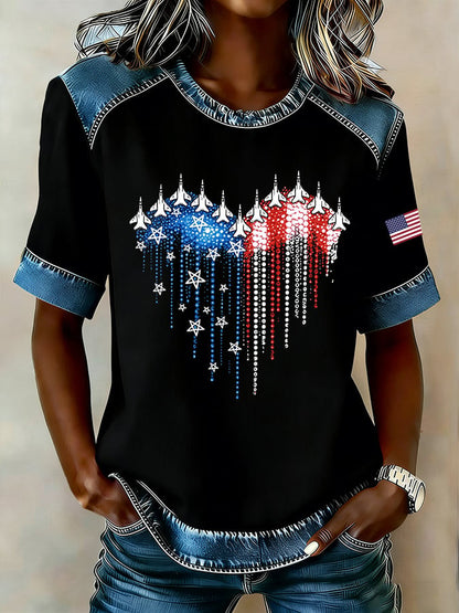 Women's Casua American PrintT-shirt
