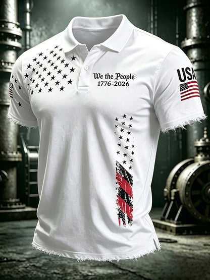 Men'S Flag Printed Casual Top