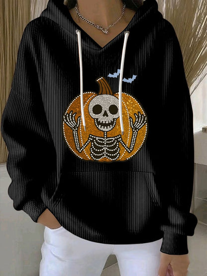 🔥Buy 2 Get 10% Off🔥Women's Halloween Skull Pumpkin Print Casual Sweatshirt