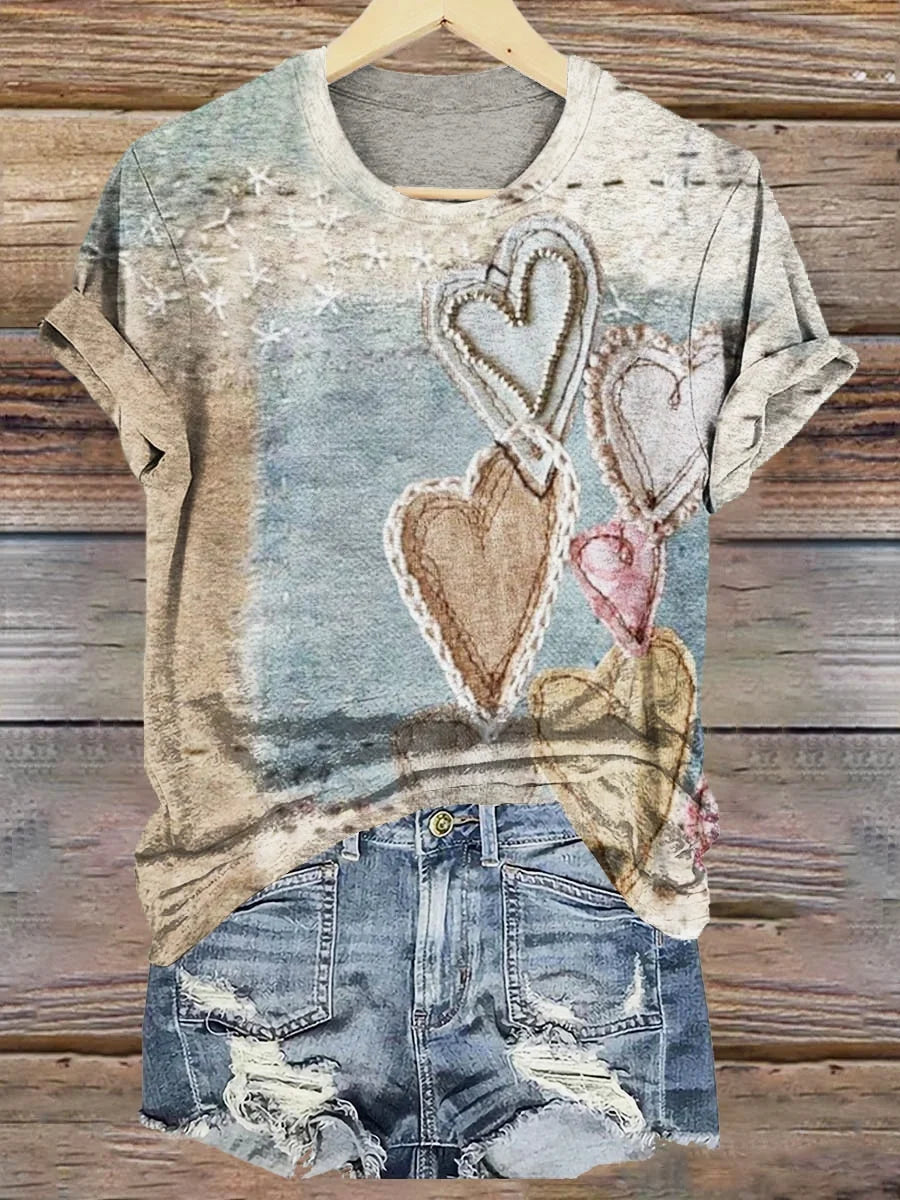 Women's Retro Heart Collage Print Tank Top