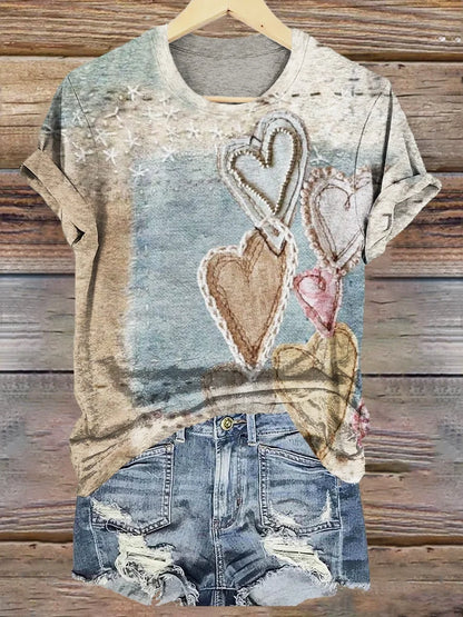 Women's Retro Heart Collage Print Tank Top