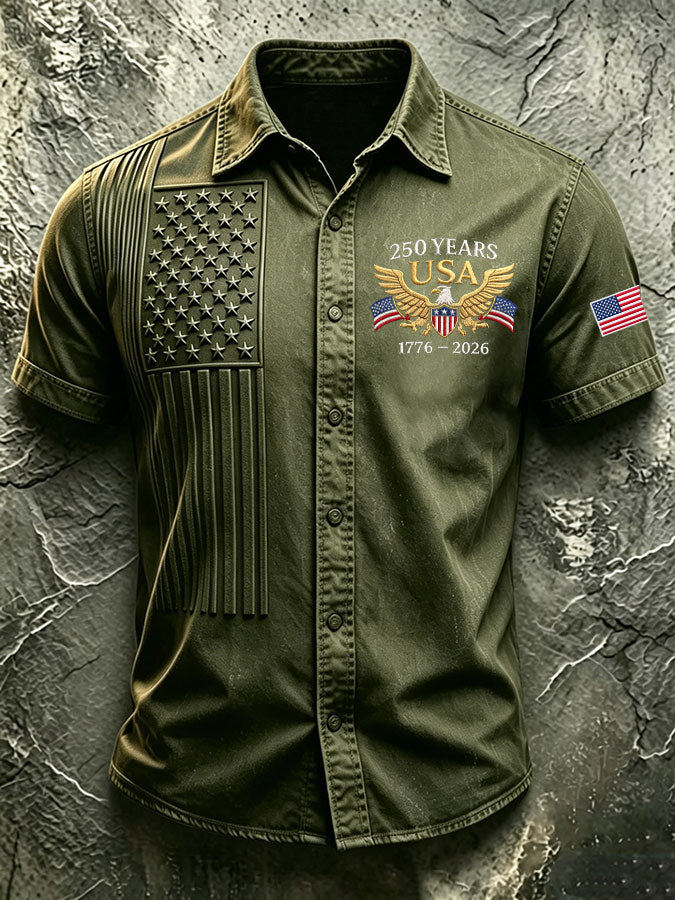 🔥Buy 3 Get 10% Off🔥Men'S America Flag Printed Casual Collar Shirt
