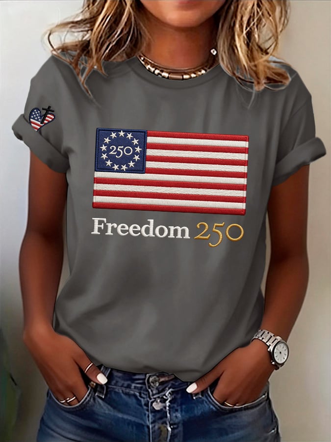 Retro 250th Anniversary 250 Freedom Print T-Shirt