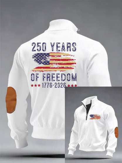 Men's 250th America Anniversary Casual Printed Zip Knit Sweatshirt