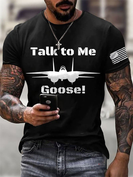 Men's Retro Talk To Me Goose Print T-Shirt
