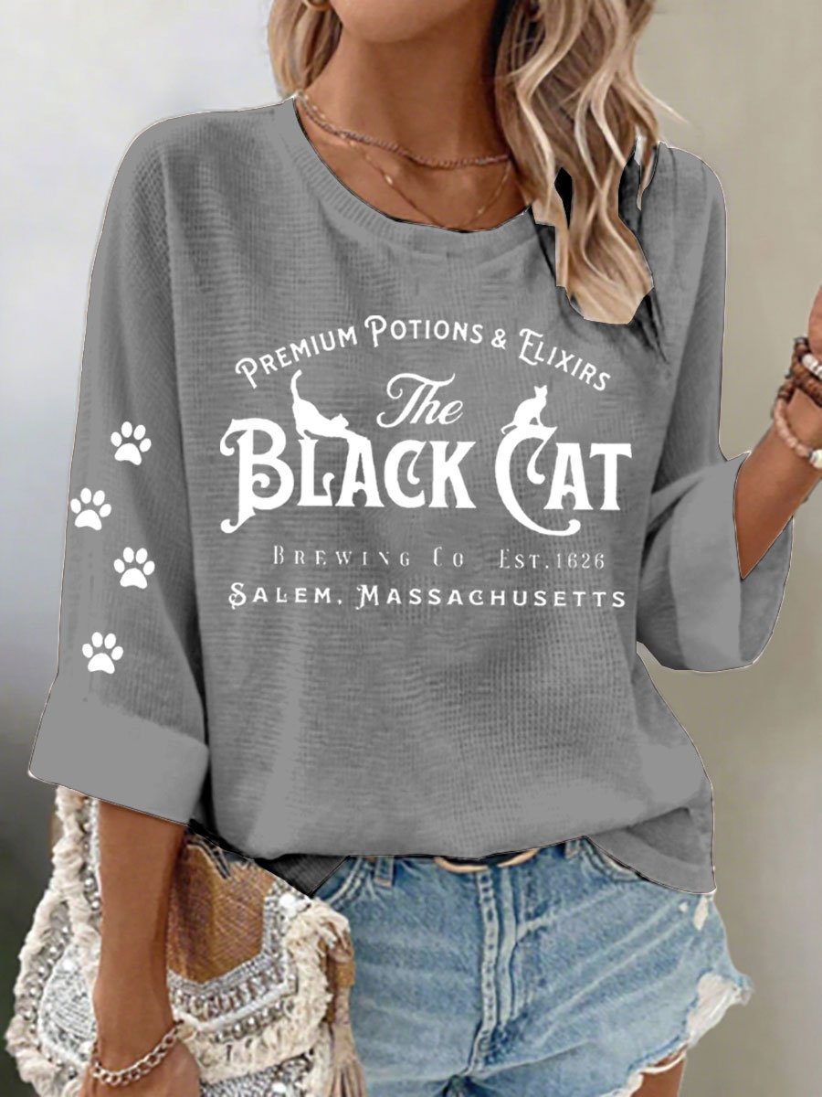 Women's casual Halloween Premium Potions and Flixirs The Black Cat Brewing Co T-shirt