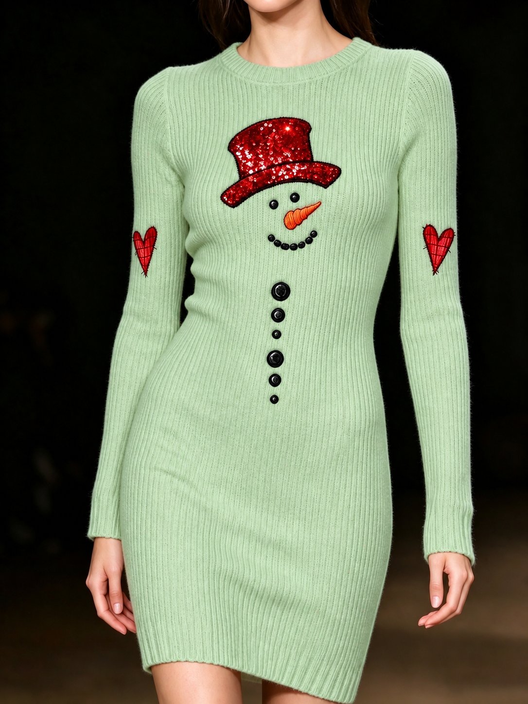 Women's Snowman-Print Knit Dress