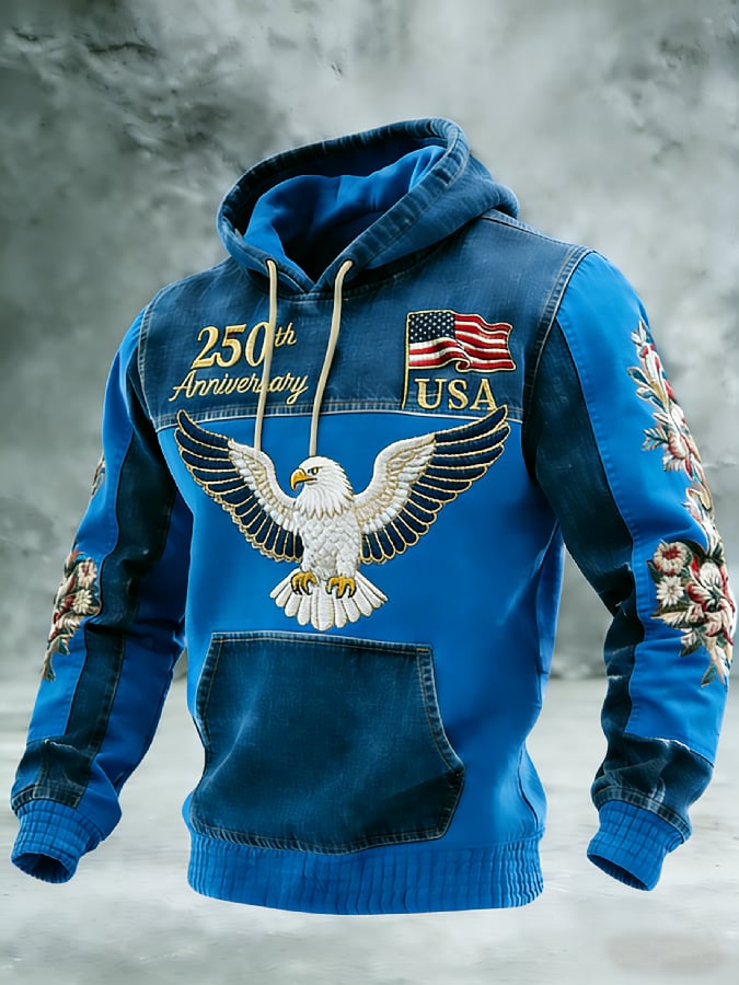 Men's Casual American 250th Anniversary Print Sweatshirt