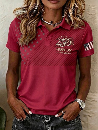 Women's America 250 1776-2026 Freedom Print V Neck T-shirt