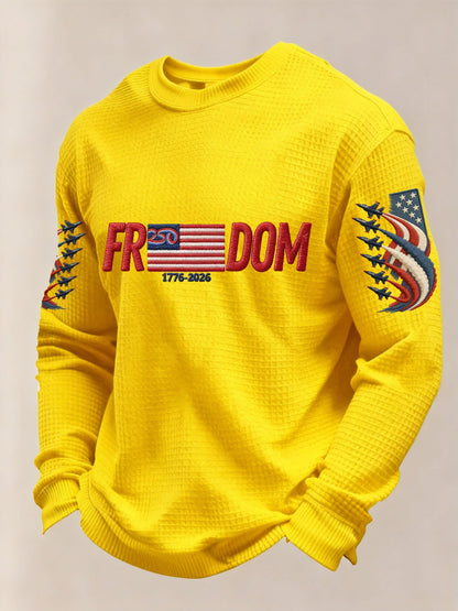 Men's American 250th Anniversary Print Waffle Knit Long-Sleeve T-Shirt