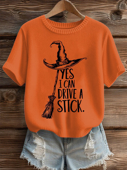 🔥HOT SALE🔥Women's Yes I Can Drive A Stick Print Round Neck T-Shirt
