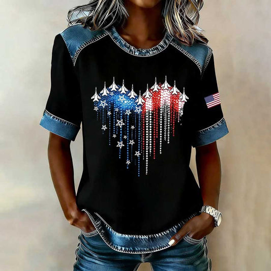 Women's Casua American PrintT-shirt