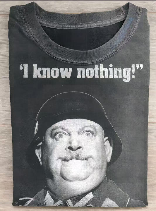 I Know Nothing Art Print Casual Cotton Short Sleeve T-shirt