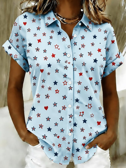 Women's Patriotic 250th Anniversary Print Casual Shirt