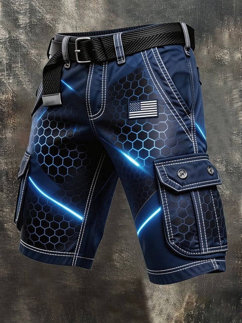 Men's Retro Color Block Patriot Pocket Cargo Shorts