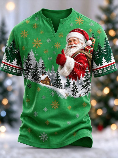 Men's Christmas Faux-Linen T-shirt