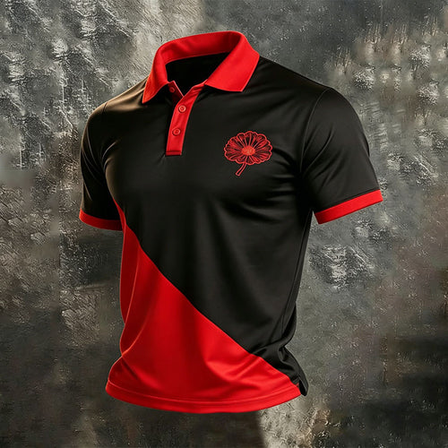 Men's Poppy American Flag Print Polo Shirt