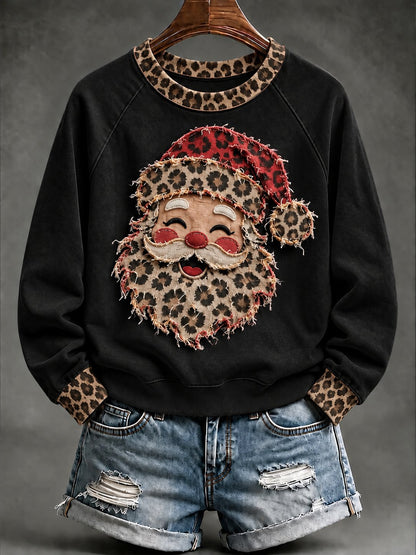 Women's Christmas Santa Comfortable Raglan Sleeve Crew Neck Sweatshirt