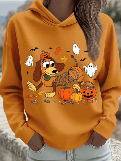 🔥HOT SALE🔥Women's Halloween Puppy and Bat Art Print Sweatshirt