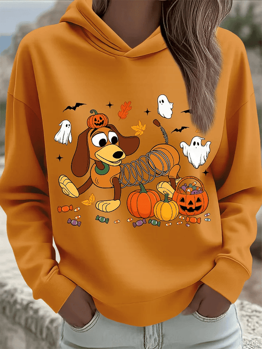 🔥HOT SALE🔥Women's Halloween Puppy and Bat Art Print Sweatshirt