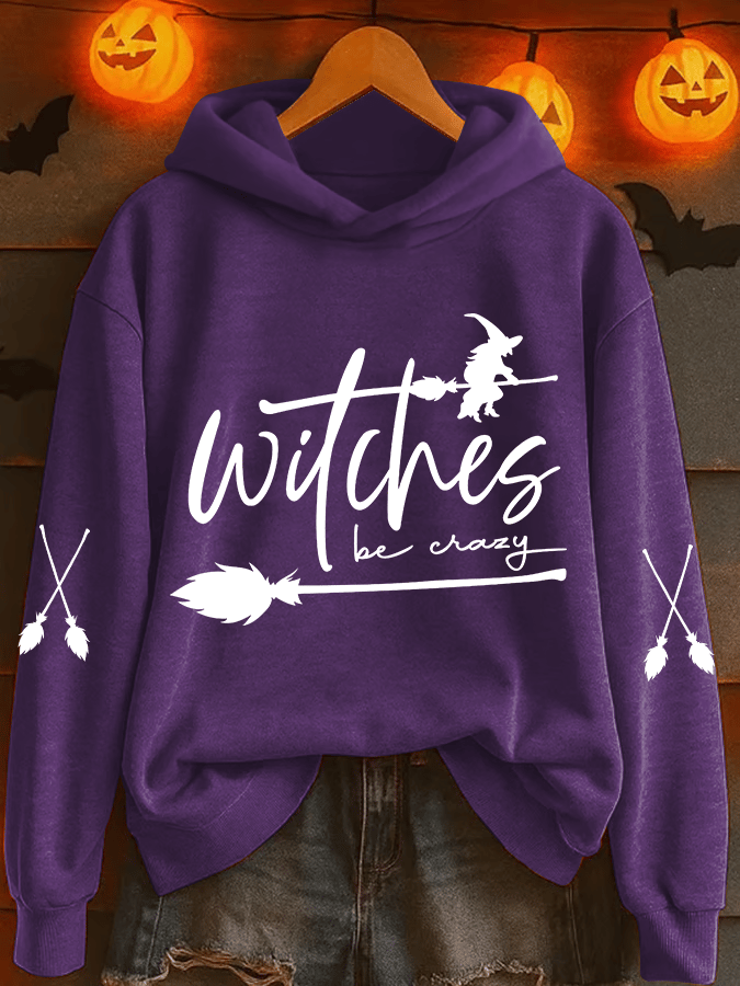 🔥HOT SALE🔥Women's Witch Be Crazy Heat Transfer Hood Sweatshirt
