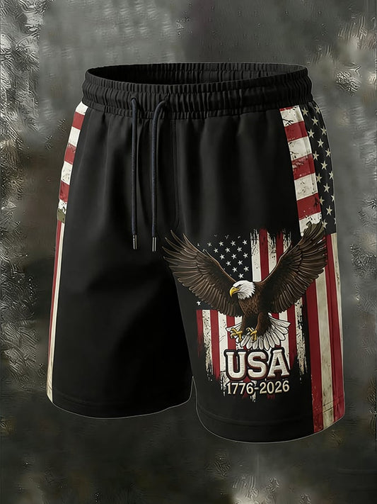 Men's 250th Anniversary National Flag Print Casual Shorts