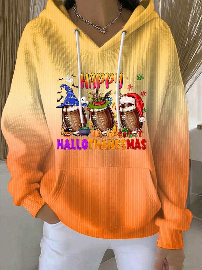Women's Thanksgiving Football Print Sweatshirt