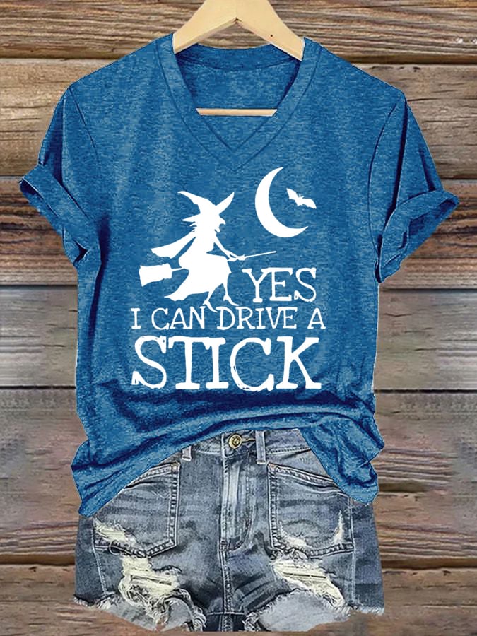 Women's Yes I Can Drive A Stick Print Casual T-Shirt