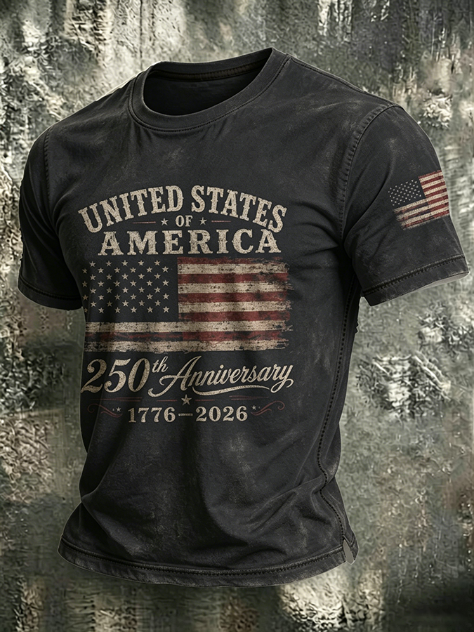 🔥Buy 3 Get 10% Off🔥250Th Anniversary Washed And Worn Round Neck T-Shirt In The United States