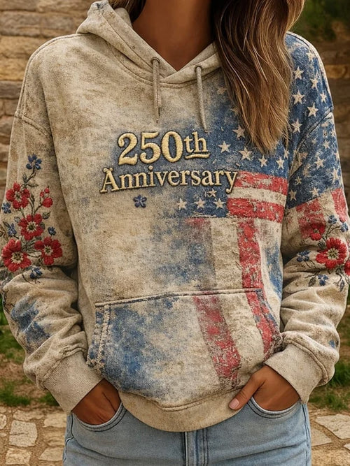 Women's Vintage American 250th Anniversary Print Hoodie