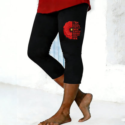 Women's Memorial Day Poppy Art Print Leggings