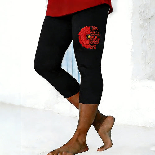 Women's Memorial Day Poppy Art Print Leggings