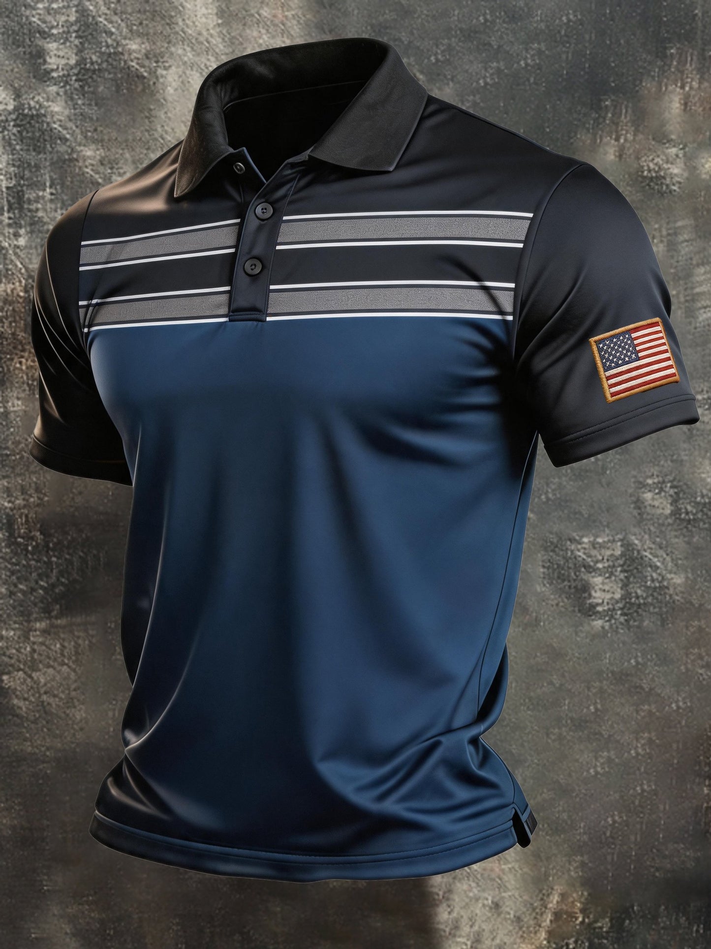 Men's Retro "Patriot" Color-Block Short-Sleeve Polo Shirt