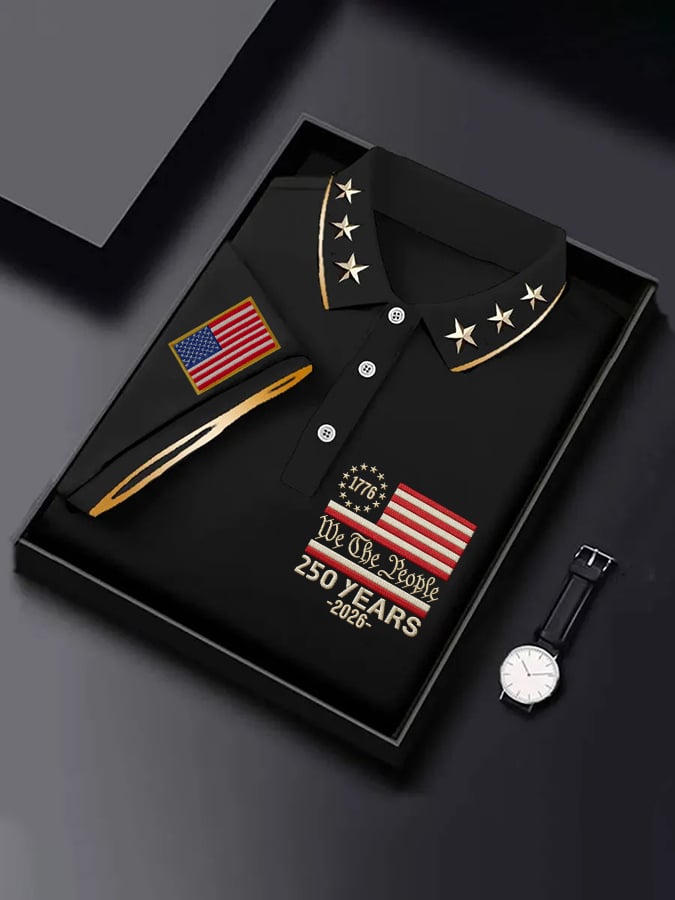 Men's Vintage America 250th Anniversary Print Polo Shirt