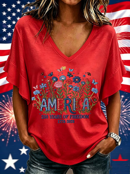 Women's casual retro American 250th  T-shirt