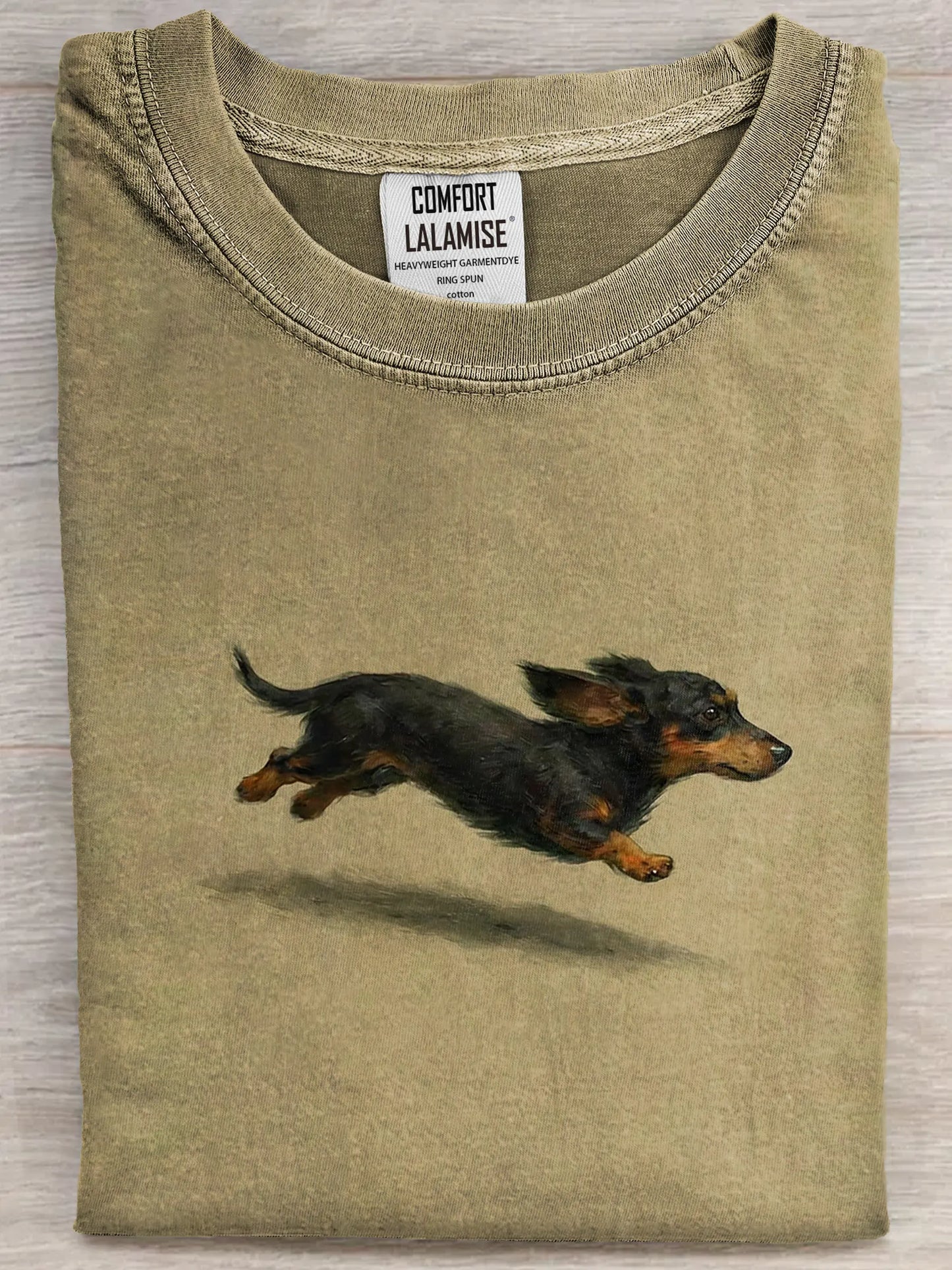 Funny Retro Cute Running Dog Art Print Casual Cotton Short Sleeve T-shirt